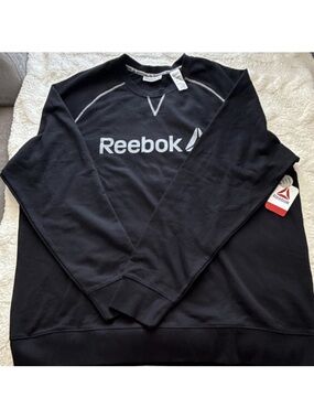 Reebok Men’s Black Crewneck Sweatshirt with White Logo
